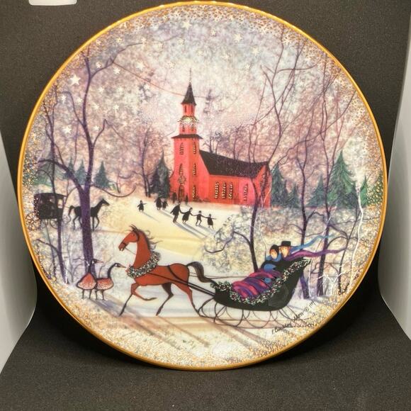 P Buckley Moss CHRISTMAS NIGHT Anna Perenna W. Germany Porcelain Plate #2980 COA - Picture 1 of 6